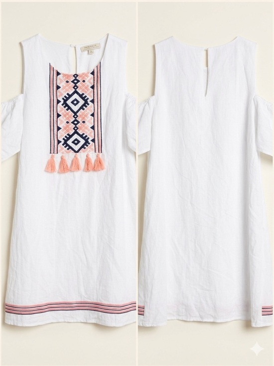Polagram Dresses & Skirts - Closet Clear Out Polagram White Boho Embroidered Tassel Dress
